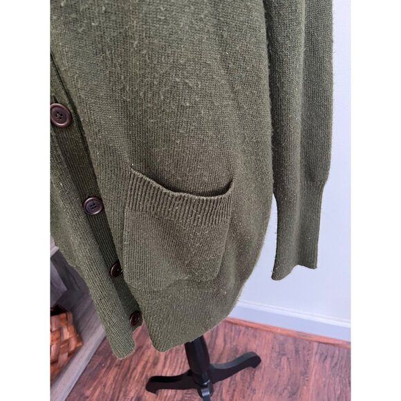 J.Crew Cardigan Green Wool Blend Button Down Oversized Pockets Women's Medium - Picture 5 of 10